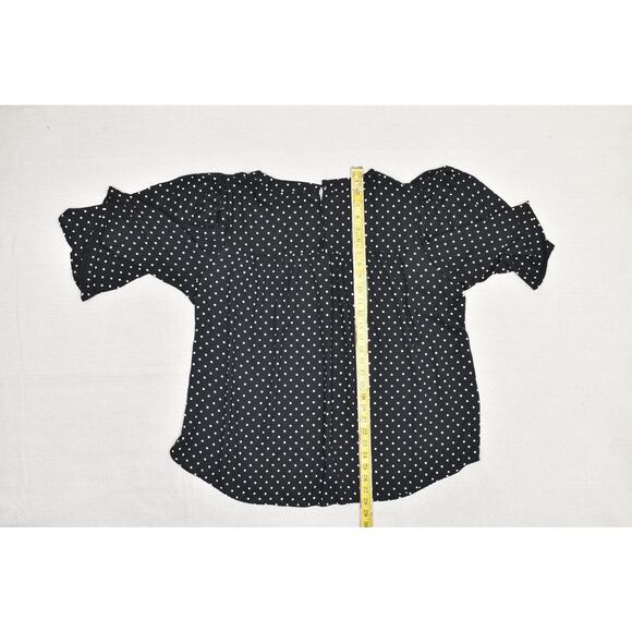 Lane Bryant Women's Black Polka Dot Blouse Plus Size 18 Flutter Sleeve - Picture 7 of 8